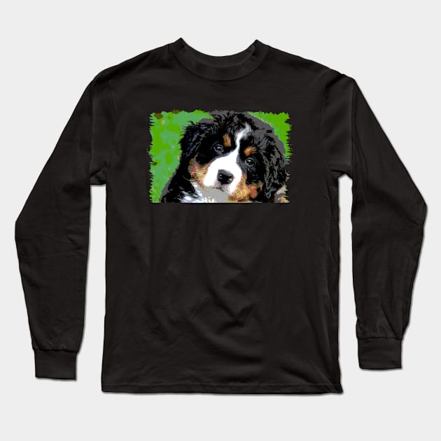 Bernese Mountain Dog Face Long Sleeve T-Shirt by VanTees